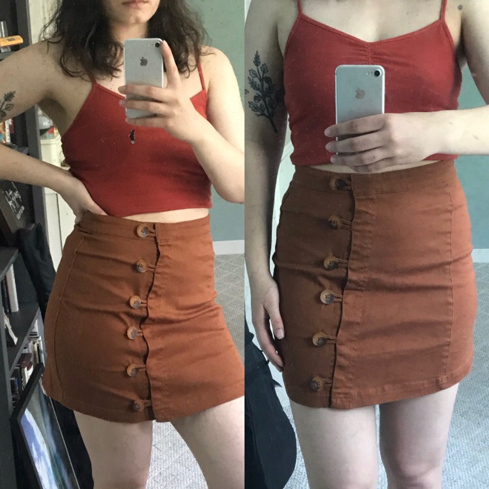 Brown and Buttons Miniskirt!